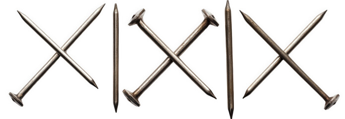 Roman numerals xix made from metal nails isolated on transparent background