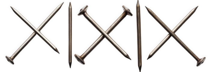 Roman numerals xix made from metal nails isolated on transparent background