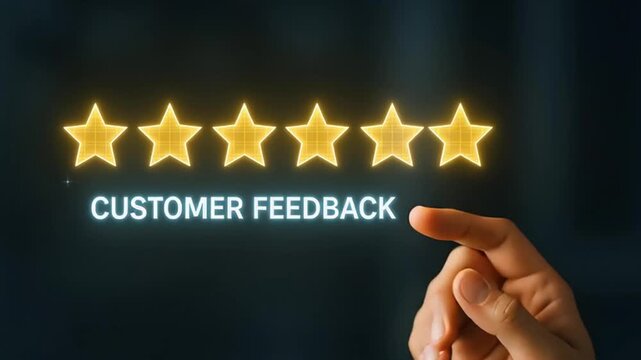 Five-star customer feedback with hand touch