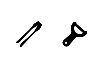 Silhouette icons kitchen tongs vegetable peeler tool utensil