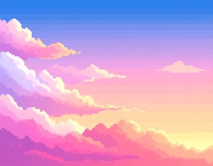 Pixelated sunset cloudscape