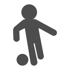 Football player solid icon, football sport concept. Vector graphics. Sportsman with ball, soccer sign on white background, glyph style icon for mobile or web design.