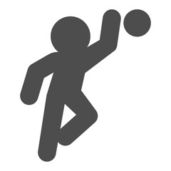 Jump of athlete man with ball solid icon, basketball sport concept. Vector graphics. Basketball player, sportsman sign on white background, glyph style icon for mobile or web design.