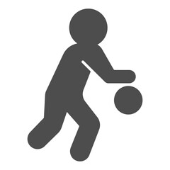 Athlete man with ball solid icon, basketball sport concept. Vector graphics. Basketball game player, sportsman sign on white background, glyph style icon for mobile or web design.