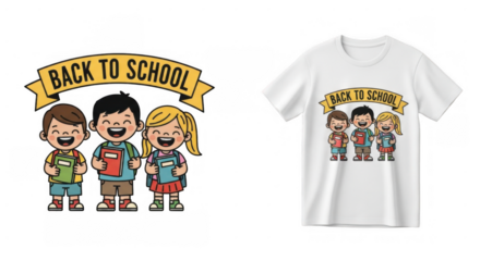 Enthusiastic students with notebooks and banners symbolizing school readiness