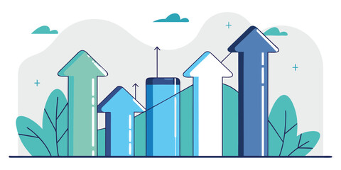 &ldquo;Business Growth Chart with Upward Arrows Illustration&rdquo;