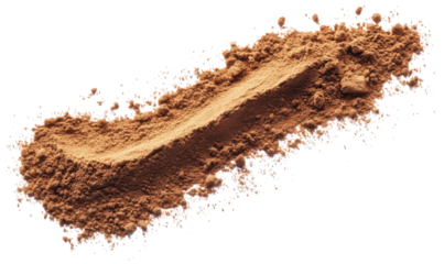 Pile of carob powder isolated on transparent background