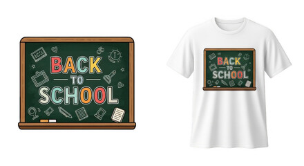 Artistic chalkboard illustration conveying the back to school atmosphere on a