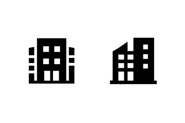 Naklejka premium Silhouette icons two apartment buildings with windows house
