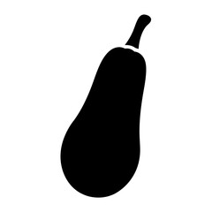 Stylized Squash Vector Illustration, Black Silhouette Against White Backdrop, Simple Vegetable Icon