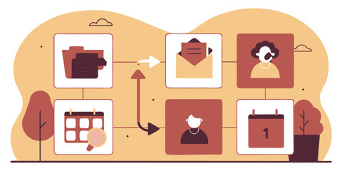 Flat Business Process Flowchart Infographic Illustration