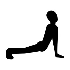 Stylized silhouette of a person in a yoga upward dog pose