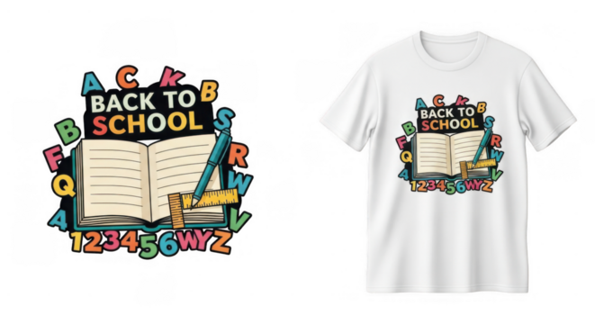 Enchanting Back to School Design with Colorful Typography and Educational Items