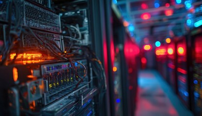 Server rack interior in a data center