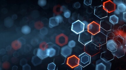 Abstract medical and scientific technology background with connected hexagon pattern, futuristic healthcare innovation design, biotechnology research interface, and modern laboratory digital visualiza