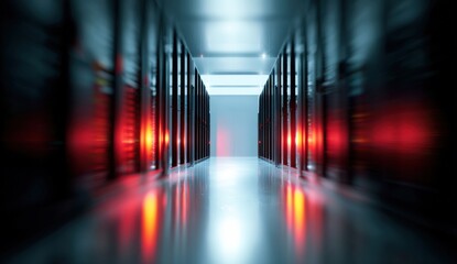 Server room, futuristic, bright lights