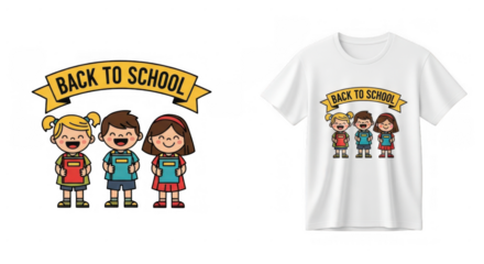 Delightful student squad illustration on tee showcasing back to school theme