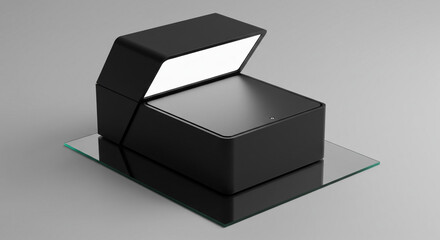 Stylish black box with glowing light, perfect for showcasing products in a modern, minimalist way