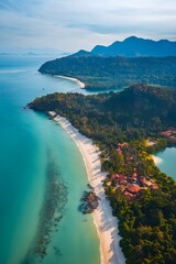 Fototapeta premium Tropical island paradise beach resort aerial view