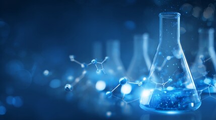 Abstract blue medical science background with futuristic healthcare technology design, biotechnology research interface, and modern digital laboratory visualization
