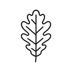 Oak Leaf Outline Icon Vector on White Background