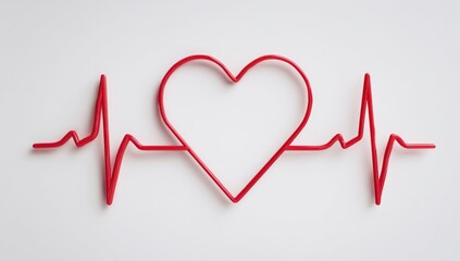 Red heart shape superimposed on a stylized electrocardiogram