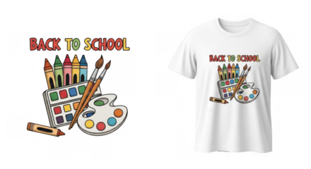 Artistic Return: School Supplies Design for Education-Themed Apparel and