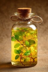 Natural organic essential oil in small bottles, Generative AI,
