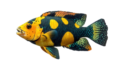 Colorful spotted fish isolated on transparent background
