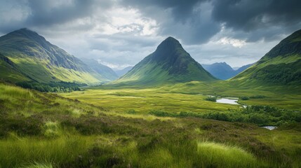 Obraz premium Professional Photography of rich green and lummy almost mosscolors soft grass mountains with gorgeous views
