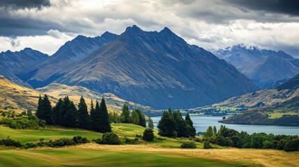 Obraz premium Professional Photography of rich green and lummy almost mosscolors soft grass mountains with gorgeous views