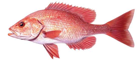 Red snapper fish isolated on transparent background