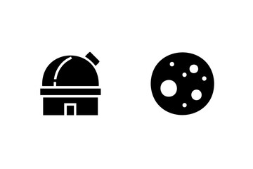 Silhouette observatory building moon with craters dome telescope © Sanot