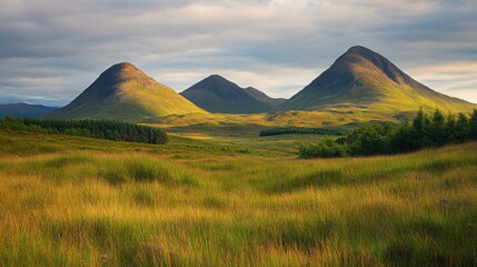 Fototapeta premium Professional Photography of rich green and lummy almost mosscolors soft grass mountains with gorgeous views