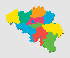 Vector map country Belgium divided on regions