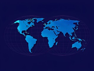 Fototapeta premium Abstract world map with network connections on dark blue background, representing global connectivity