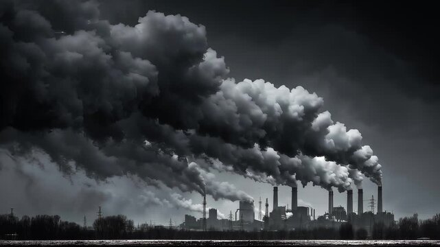 Industrial pollution emissions from factories urban area photography smoky environment aerial view environmental impact