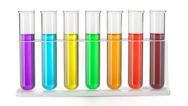 Colorful Test Tubes in a Rack
