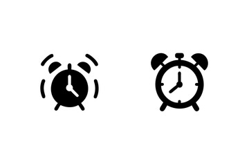 Two Alarm Clock Icons One Ringing One Stationary time