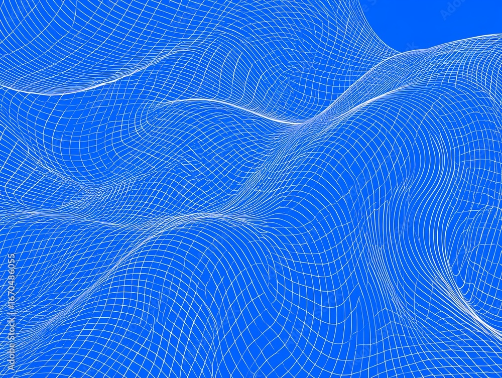 Aufkleber a blue and white abstract grid background with a wireframe mesh pattern and geometric shapes