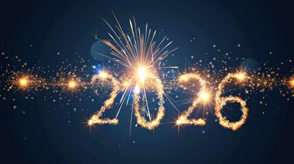 Celebratory Fireworks Display with Sparkling Number 2026 for New Year Festivity