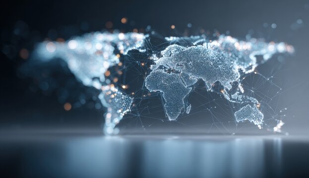 Global network map, digital world - Powered by Adobe