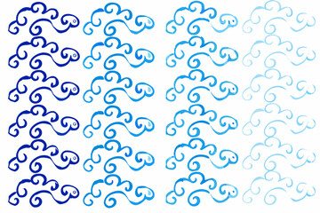 Abstract blue watercolor clouds in a repeating pattern