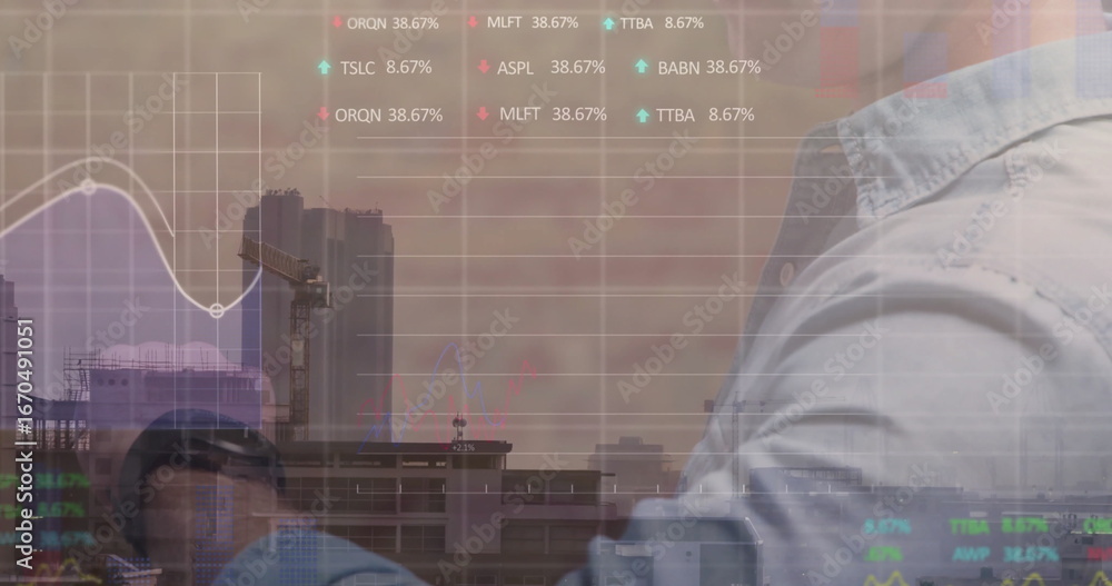Poster analyzing man in button-up shirt monitoring stock chart on tablet by office window, copy space