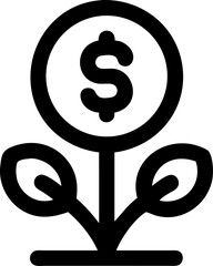 Fototapeta premium Editable vector illustration of a money tree with growing leaves and coins