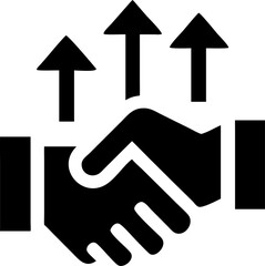 Handshake with upward arrows symbolizing growth and partnership