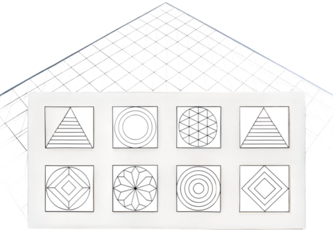 Geometric Patterns on a White Surface with a Wireframe Structure