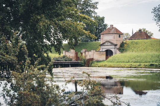 Kastellet Fortress Entrance with Bridge and Moat in Copenhagen, Denmark