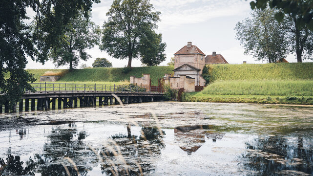 Kastellet Fortress Entrance with Bridge and Moat in Copenhagen, Denmark