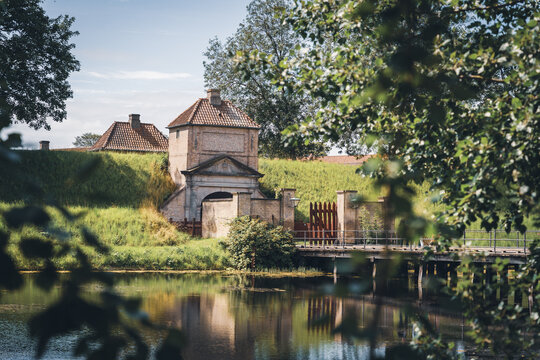 Kastellet Fortress Entrance with Bridge and Moat in Copenhagen, Denmark
